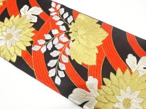 アンティーク　桐に菊模様織り出し袋帯（着用可）